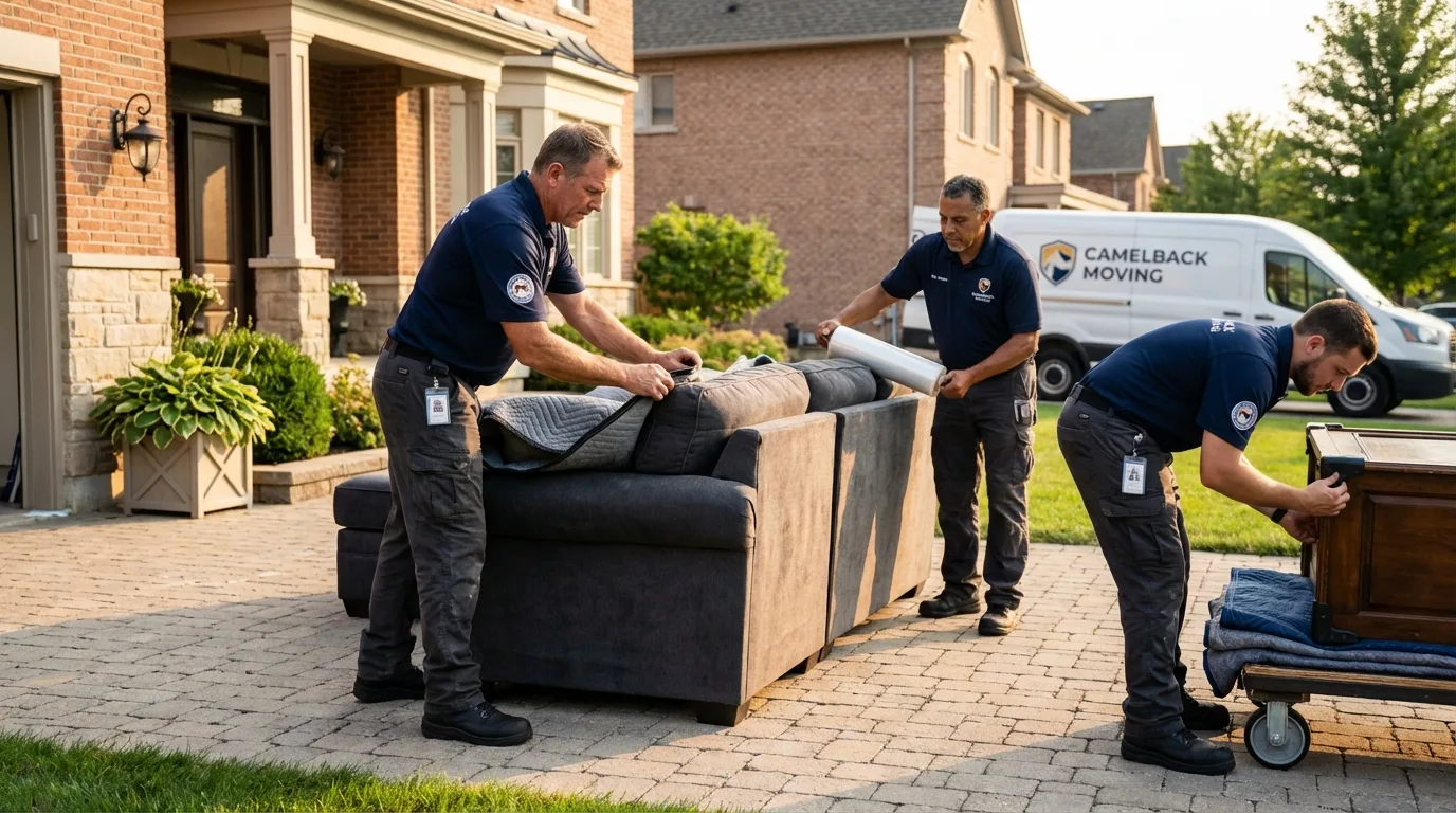 Large estate moving crew wrapping furniture in Cleburne, TX